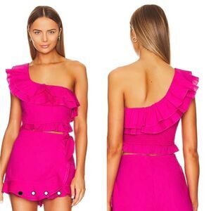 Leni Ruffle Top in Hot Pink Show Me Your Mumu Size S